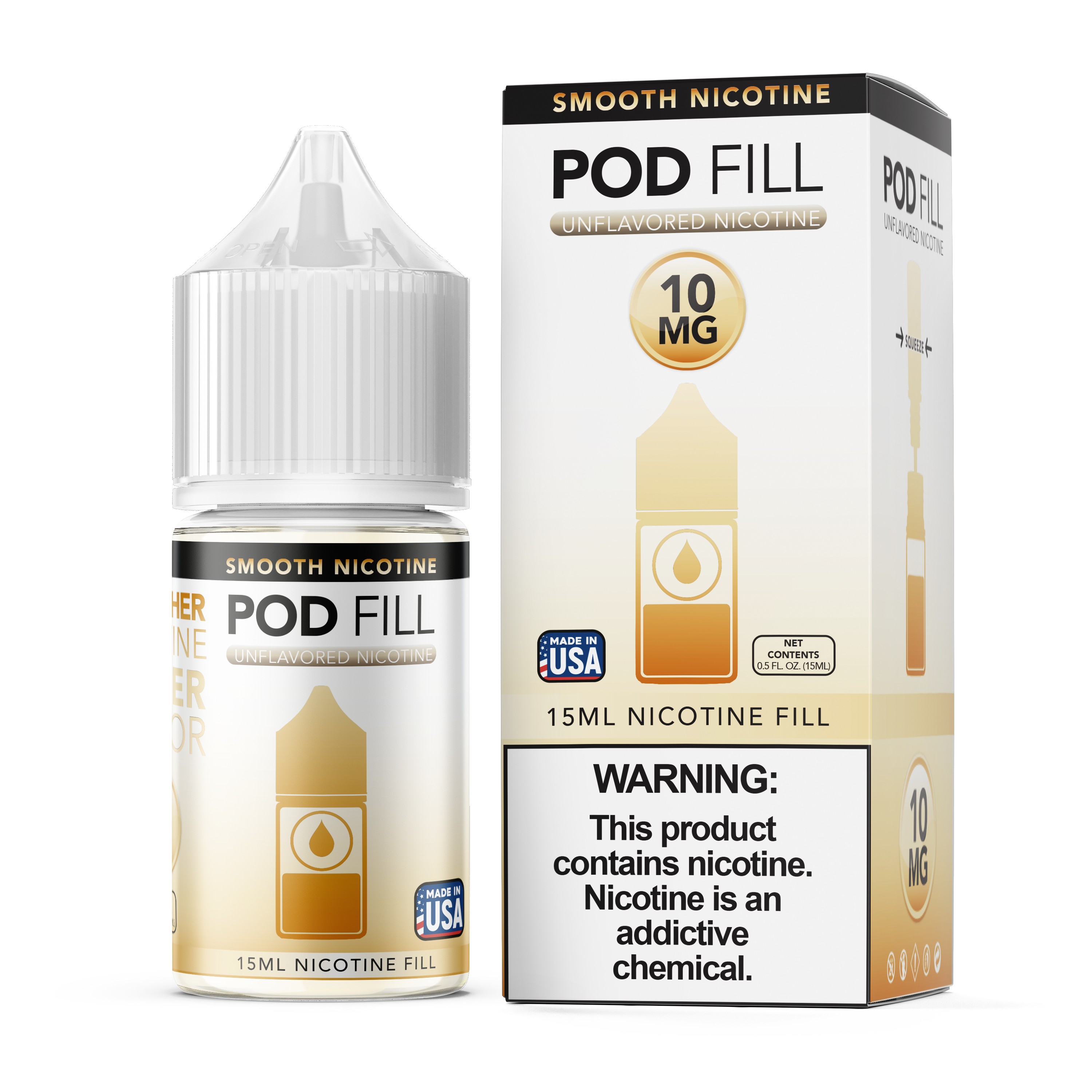 Pod Fill Unflavored Salt Nicotine Base 15mL 10mg, pod juice